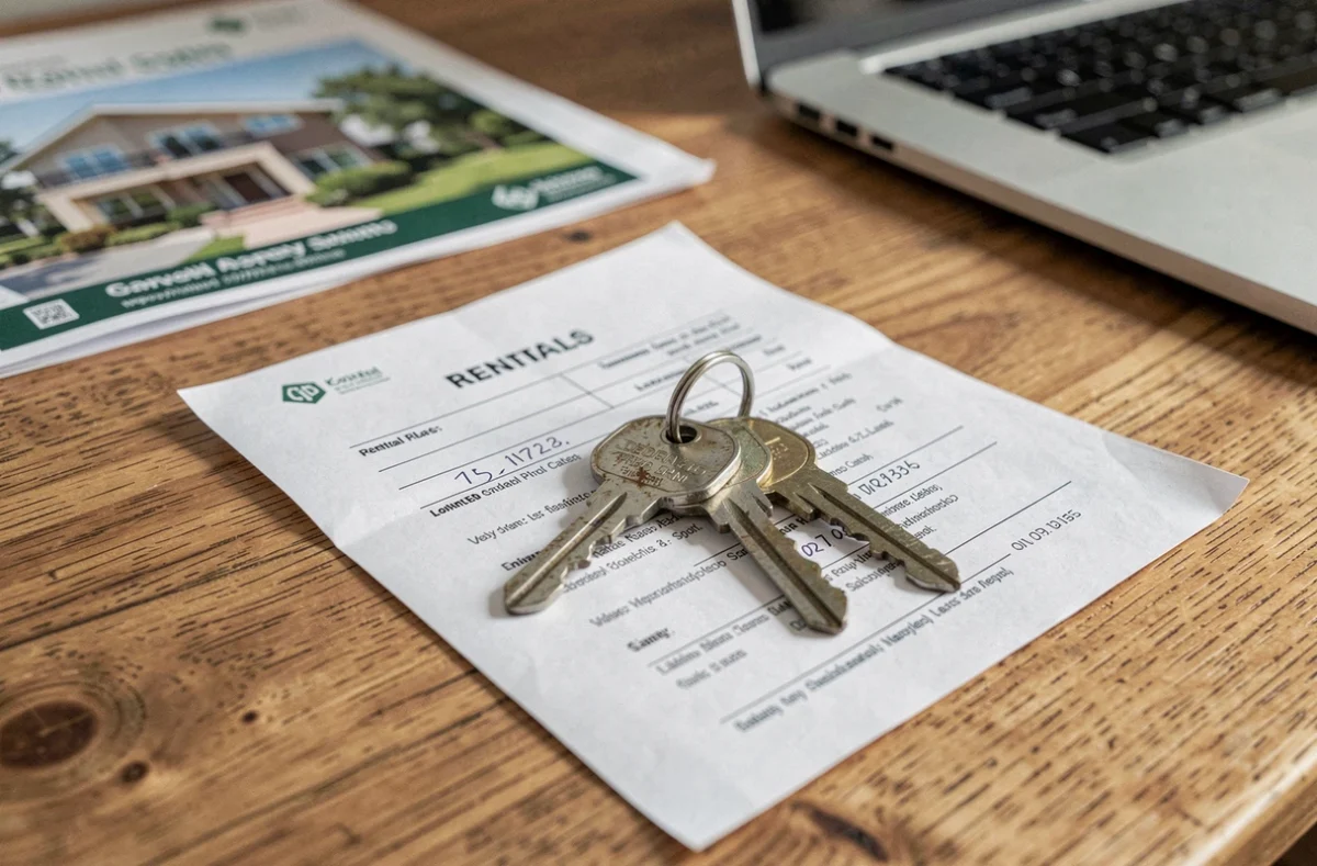 Clés d'appartement posées sur un contrat de bail pour la location d'une résidence principale
