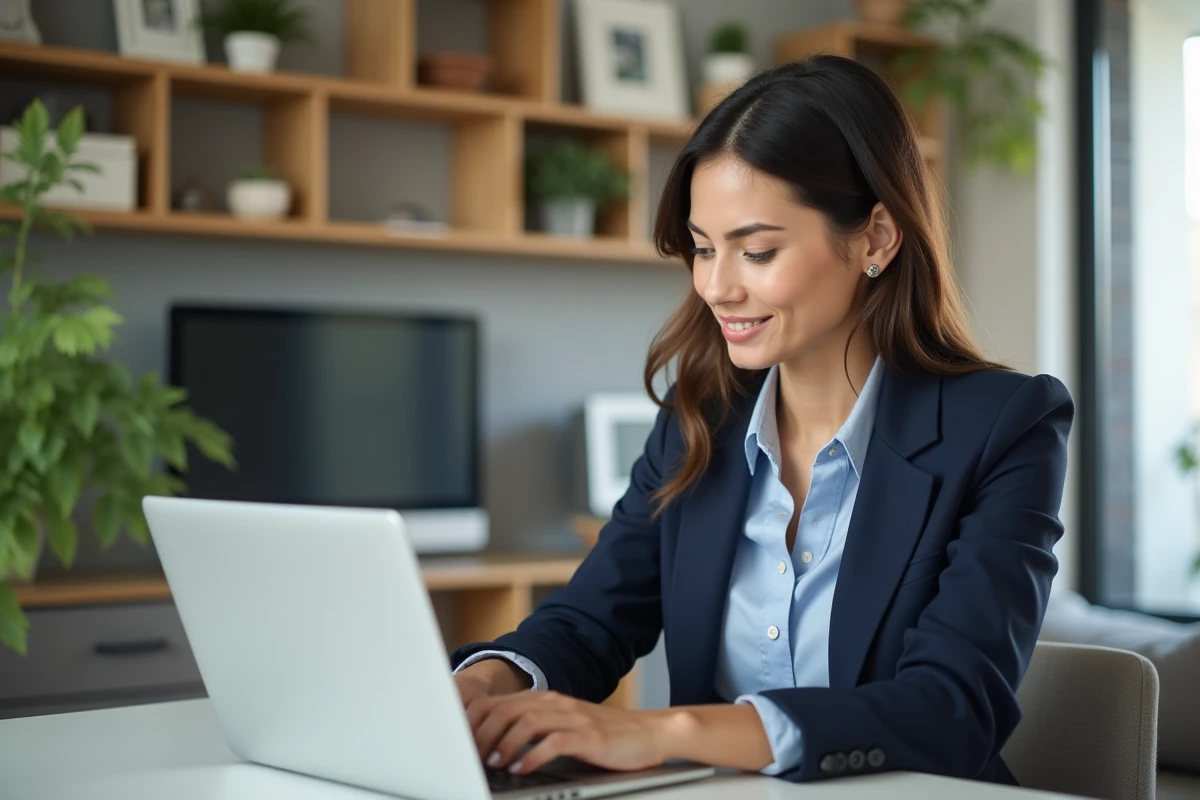 Jeune femme professionnelle en bureau immobilier