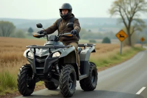Homme d'âge moyen en quad dans la campagne française